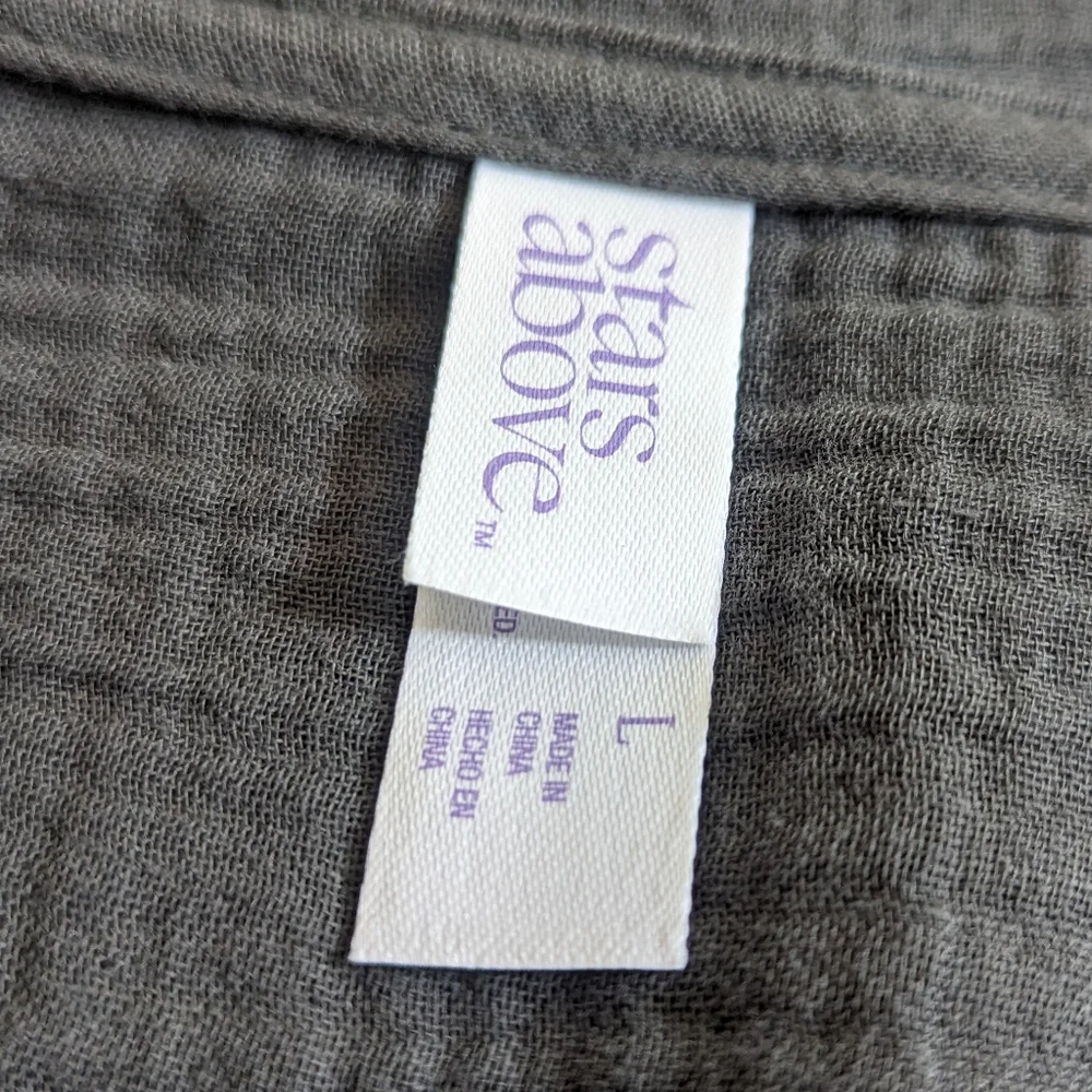 NWT Stars Above Cotton Gauze Muslin Cotton Cottagecore Gray Top Size Large - Picture 5 of 7